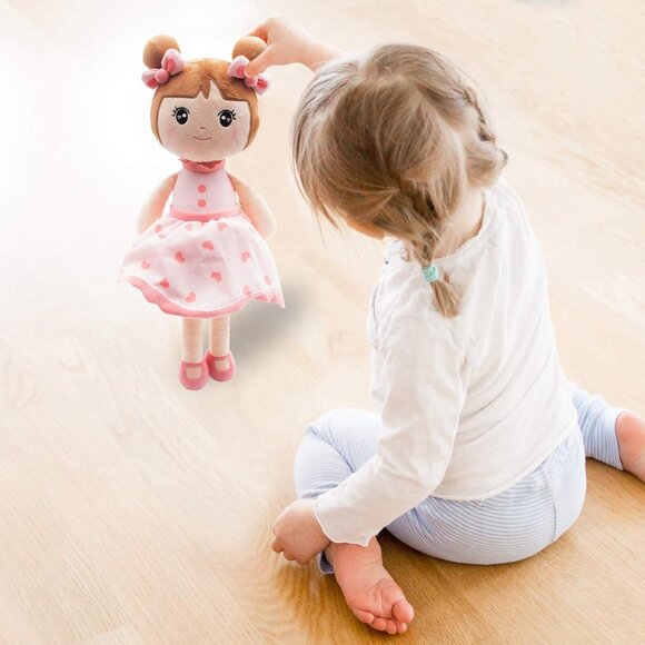 🆕 Baby Girl Pink Stuffed Super Soft Plush Cotton Filler Damp Cloth Toy Gifts - Picture 6 of 8